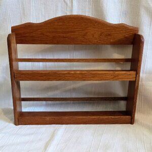 Oak Spice Rack - 2 Shelves - Freestand or Mount -Vintage - 15x12